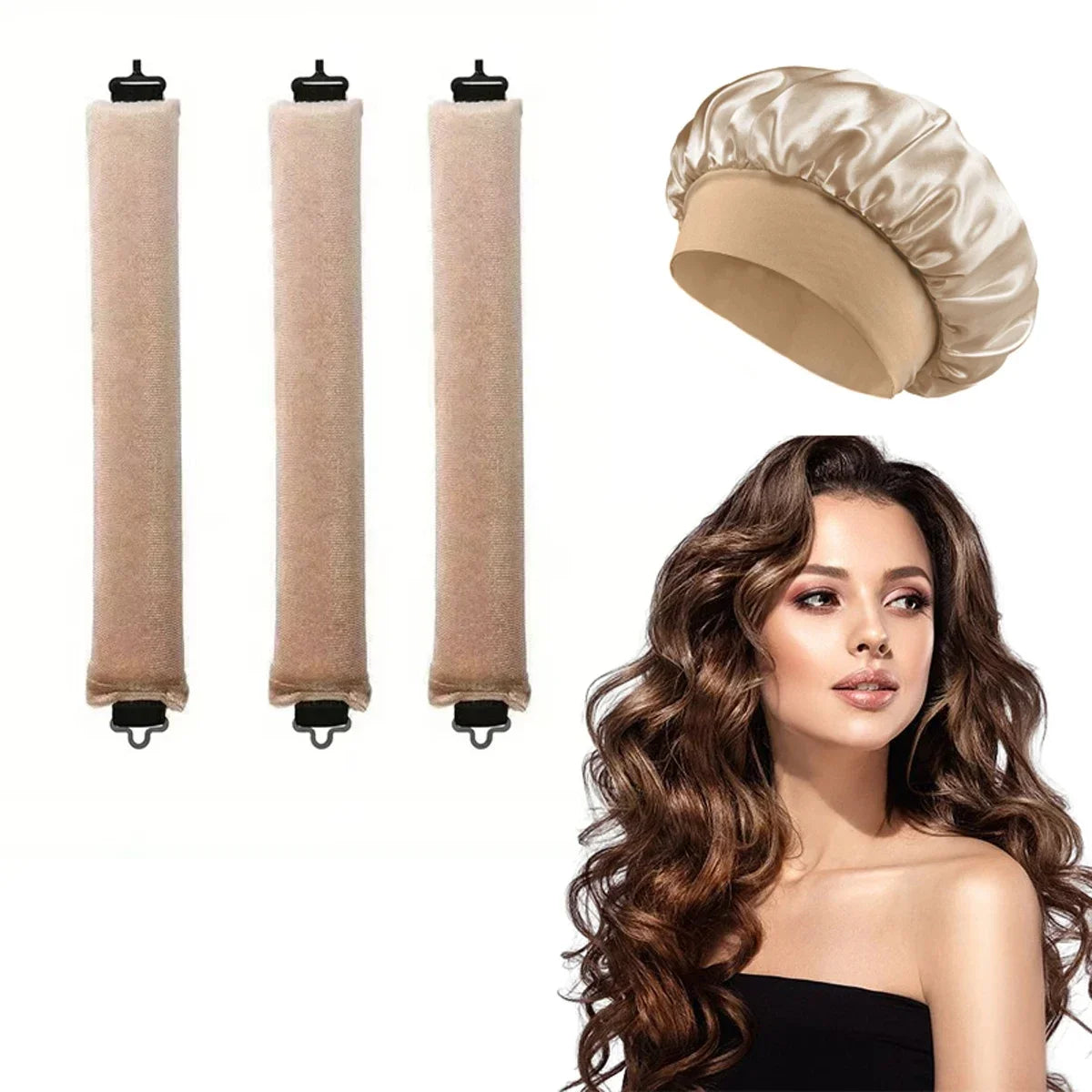 Satin Bonnet and Heatless Curling Rods