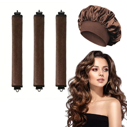 Satin Bonnet and Heatless Curling Rods