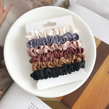 Satin Elastic Hair Scrunchies 6pcs