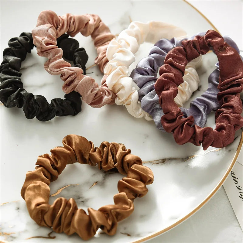 Satin Elastic Hair Scrunchies 6pcs