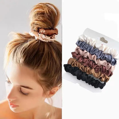 Satin Elastic Hair Scrunchies 6pcs