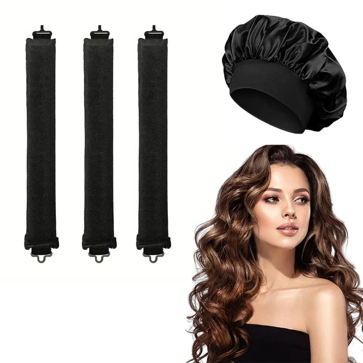 Satin Bonnet and Heatless Curling Rods