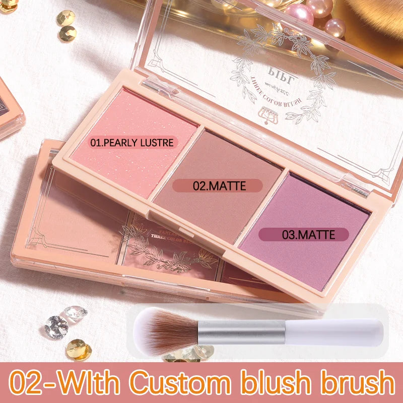 PIPL Fantasy Girl Three Color Blush Palette with Brush